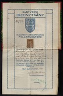 1931 Budapest Székesf?város Illet?ségi Bizonyítványa Kandel Jechel (Jen? (1896-?), Galiciai Születés? (Sokolwka Község)  - Other & Unclassified