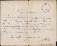 1918 Heltai Viktor, Budapesti Városparancsnok Igazolványa Eskütt Lajos (1896-1957), Kés?bb Nagyatádi Szabó István Titkár - Otros & Sin Clasificación