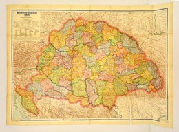 Cca 1920-1930 Magyarország Közigazgatási Térképe, 1:900000, Kogutowicz Manó, A Hajtások Mentén Szakadásokkal, Kb. 80×115 - Sonstige & Ohne Zuordnung