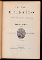 1898 Akadémiai értesít?. Szerk.: Szily Kálmán. IX. Kötet. 1898. évfolyam. Bp.,1898, MTA. Átkötött Félvászon-kötés, Márvá - Ohne Zuordnung