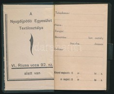 Cca 1930-1940 Rend?ri Igazoltatókönyvecske, Kitöltetlen, Kissé Kopott Vászon-kötésben, Jó állapotban. - Sin Clasificación