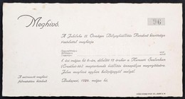 1934 A Jubilehe II. Országos Bélyegkiállítás Számozott Meghívója. Hátoldalán Rajzzal - Sin Clasificación