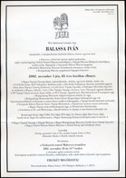 2002 Dr. Balassa Iván (1917-2002) Néprajztudós Egyetemi Tanár, Néprajzi Múzeum F?igazgatója, Sárospataki Rákóczi Múzeum  - Sin Clasificación