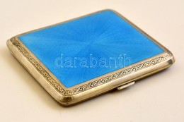 Ezüst Szelence Hibátlan Kék Zománcberakással. Jelzett, Mesterjegyes, Díszített. / Silver And Enamel Box. Hallmarked 7,5  - Otros & Sin Clasificación