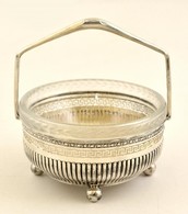 Áttört Ezüst Kínáló üveg Betéttel Nettó: 134 G / Silver Tray With Glass Net: 134 G D:13 Cm, M:15 Cm - Otros & Sin Clasificación