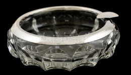 Kristály Hamutál, Ezüst Peremmel D: 13 Cm / Crystal-silver Ashtray. - Otros & Sin Clasificación