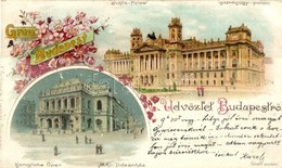 T2/T3 1898 Budapest, Igazságügyi Palota, Operaház, Floral, F. Schmuck Litho (EK) - Sin Clasificación