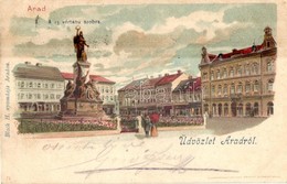 T4 1899 Arad, Vértanú Szobor / Martyrs' Statue, Monument, Street View, Litho (ázott / Wet Damage) - Ohne Zuordnung