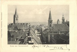 T2/T3 1905 Nagyszeben, Hermannstadt, Sibiu; Utca Templomokkal. K. Graef Kiadása / Street With Churches (EK) - Non Classés