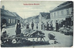 * T3 Szászváros, Broos, Orastie; Piaci árusok, Hrubiány Gy. üzlete. Graef H. Kiadása / Market Vendors, Shops (fa) - Ohne Zuordnung