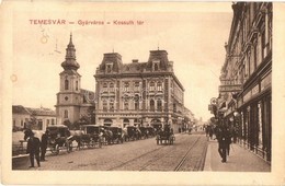 * T2 Temesvár, Timisoara; Gyárváros, Kossuth Tér, Hintók, Adler Ignácz, Csendes és Fischer üzlete, Porcellánház  / Squar - Ohne Zuordnung