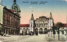 T2/T3 1914 Temesvár, Timisoara; Józsefváros, Vasútállomás, Villamos / Josefsring Bahnhof / Iosefin, Railway Station, Tra - Ohne Zuordnung