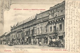 T2/T3 1903 Eperjes, Presov; F? Utca, Rákóczi Ház, Böhm Bertalan üzlete. Divald  / Main Street And Shops (EK) - Sin Clasificación