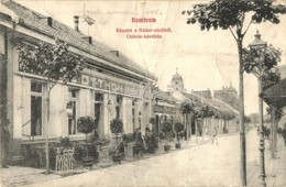 T3/T4 1908 Komárom, Komárnó; Nádor Utca, Otthon Kávéház, Csollány Lajos üzlete / Street View With Cfae And Shops (fa) - Sin Clasificación