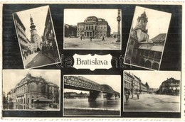 * T2/T3 Pozsony, Pressburg, Bratislava; Színház, Templom, Híd / Multi-view Postcard With Theatre, Churches, Bridge (Rb) - Non Classificati