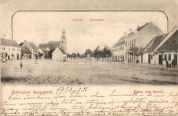 T2/T3 1903 Sasvár, Mária Sasvár, Maria-Schlossberg, Sastín (Sasvár-Morva?r, Sastín-Stráze); Piactér, Templom, üzlet. Emá - Sin Clasificación
