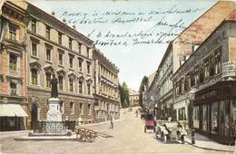 T2/T3 Zagreb, Zágráb; Kaciceva Ulica / Street View, Bazar Altschul, Automobile, Shops, Statue  (EK) - Sin Clasificación