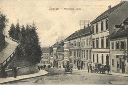 ** T2 Zágráb, Agram, Zagreb; Mesnicka Ulica / Utcakép, J. Tauss üzlete. M. Eisenmenger Kiadása / Street View, Shops - Sin Clasificación