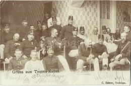 T3 1902 Temeskutas, Gudurica; Italozó Osztrák-magyar Katonák Csoportképe / Austro-Hungarian K.u.K. Soldiers Drinking. C. - Ohne Zuordnung