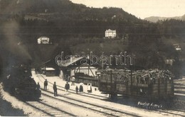 ** T2 Neubruck (near Scheibss), Bahnhof / Railway Station, Locomotive, Villa, Wagons. Theodor Mark Photo - Ohne Zuordnung