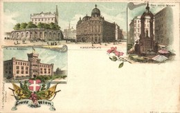 T3 1898 Vienna, Wien; Albrechtsplatz, Der Hohe Markt, K.u.K. Arsenal / Square, Market, Military Arsenal. Verlag V. Schlu - Unclassified