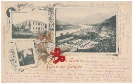 T2 1899 Gorazda, General View, Church, Floral, Art Nouveau, With Dried Real Flowers, Textile Bow - Unclassified