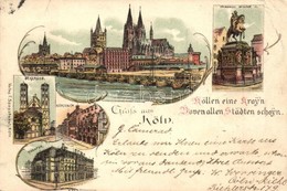 T2/T3 1896 (Vorläufer!) Köln, Cologne; Friedrich Wilhelm III., Gürzenich, Theater, St. Gereon / Monument, Theatre, Churc - Ohne Zuordnung