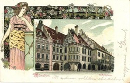 T2 München, Hofbräuhaus / Brewery, Beer Hall. Moch & Stern Art Nouveau, Floral Litho - Ohne Zuordnung