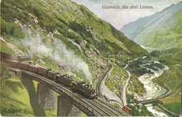 ** T2/T3 Giornico, Gotthardbahn, Die Drei Linien. Wanderer-Serie No. 7/9. / Ferrovia Del Gottardo / Gotthard Railway Via - Ohne Zuordnung