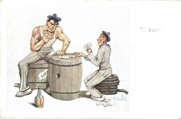 T2/T3 Czech Mariners Playing Card Game. Humour Art Postcard. Hospodárské Pomoci S: F. Schenk - Unclassified