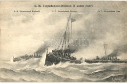 ** T2 S. M. Torpedoboots-Division In Voller Fahrt: Torpedoboot Krokodil, Streiter, Ulan / K.u.K. Kriegsmarine, Torpedo B - Ohne Zuordnung
