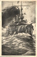 * T2/T3 1912 SMS Habsburg Osztrák-magyar Habsburg-osztályú Pre-dreadnought Csatahajó, Haditengerészeti Zászló A Hátoldal - Unclassified