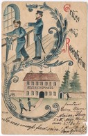 T4 ~1900 Gruss Aus Rosenheim, Bezirkskommando / German Military Art Postcard. Hand-painted Art Nouveau (b) - Non Classés