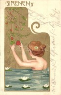 T2 1900 Sirenen V / Art Nouveau Golden Art Postcard. E.S.D.B. Serie 7059. Litho  S: Carl Józsa (Józsa Károly) - Sin Clasificación