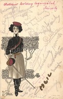 T3/T4 Heil / Mensur, Academic Fencing Lady. Art Nouveau, Studentica, A. Sockl, Wien I. 188. Litho S: Fritz Smrlzka (hián - Non Classificati