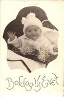 T3 1932 'Boldog Új Évet' / New Year Greeting, Baby, Photo (fa) - Non Classés