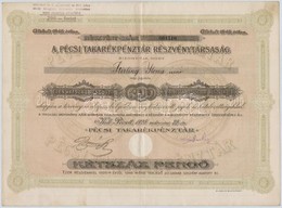 Pécs 1926. 'Pécsi Takarékpénztár Részvénytársaság' Névre Szóló Részvénye 200P-r?l, Szárazpecséttel, Bélyegzéssel T:II- - Non Classés