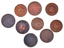 1858-1861. 1kr Cu (5xklf) Két 'B'-s és Három 'KB'-s Verdejel + 1894-1901. 1f Cu (4xklf) T:2-3- Ph. - Ohne Zuordnung