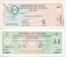 Argentina / Salta 1987. 1A + Tucuman 1991. 1A T:I,I-
Argentina / Salta 1987. 1 Austral + Tucuman 1991. 1 Austral C:UNC,A - Sin Clasificación