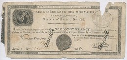 Franciaország / Rouen 1797-1803. 20Fr 'annulé (érvénytelen)' Felülbélyegzéssel T:IV 
France / Rouen 1797-1803. 20 Francs - Sin Clasificación