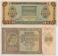 Független Horvát Állam 1941. 1000K + 1943. 1000K T:III
Independent State Of Croatia 1941. 1000 Kuna + 1943. 1000 Kuna C: - Sin Clasificación