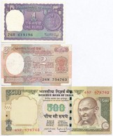 India 1976. 2R + 1984-1985. 1R + 2015. 500R T:I,III T?ly.
India 1976. 2 Rupees + 1984-1985. 2 Rupee + 2015. 500 Rupees C - Unclassified