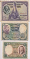 Spanyolország 1928. 1P + 1931. 25P + 50P + 1935. 10P + 1937. 50c + 1P T:III,III-
Spain 1928. 100 Pesetas + 1931. 25 Pese - Sin Clasificación