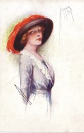 CARTOLINA"RAGAZZA ELEGANTE CON CAPPELLO ROSSO" ILLUSTRAT. A.COURT BARBER 1922. - Barber, Court