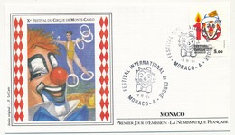 MONACO => Enveloppe FDC - Xeme Festival International Du Cirque - Premier Jour 1984 - FDC