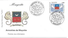 MAYOTTE - ENVELOPPE 1er JOUR FLAMME - ARMOIRIES N° 43 - MAMOUDZOU - Lettres & Documents