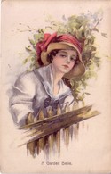 CARTOLINA "A GARDEN BELLE" ILLUSTRATORE USABAL(?) . - Usabal