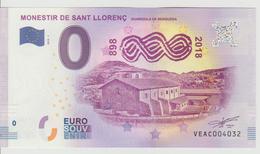 Billet Touristique 0 Euro Souvenir Espagne - Monestir De Sant Llorenç 2018-1 N°VEAC004032 - Privatentwürfe