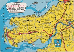 Landkarte AK Halbinsel Eiderstedt Bad St. Peter Ording Tating Garding Tönning Lunden Husum Friedrichstadt Vollerwiek - St. Peter-Ording