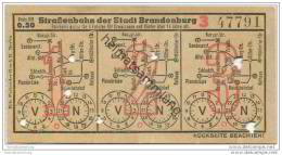Fahrschein - Stadt Brandenburg - Strassenbahn Der Stadt Brandenburg - Fahrkarte Gültig Für 3 Fahrten - RM 0.50 - Europe